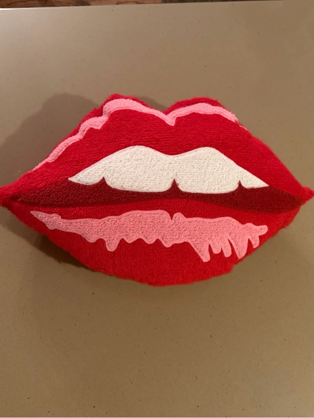 Red & Pink Lip-Shaped Cosmetic Pillow Plush Makeup Accessory